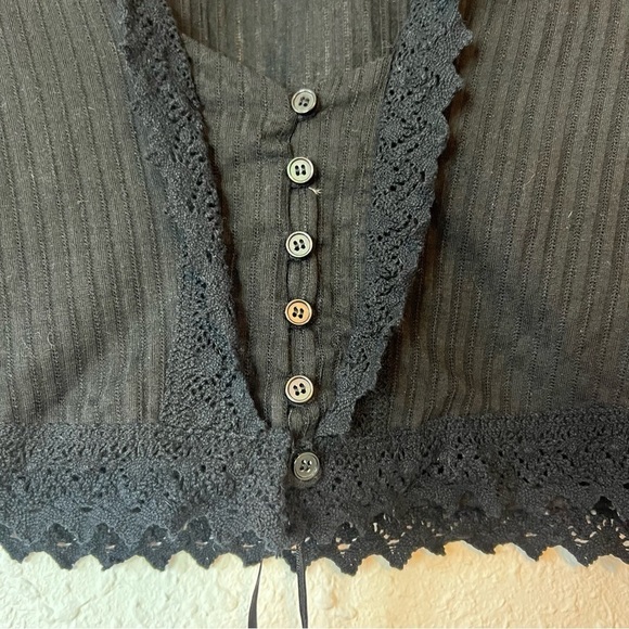 Free People Third Date Top Crochet Button Tie XS - Picture 8 of 11